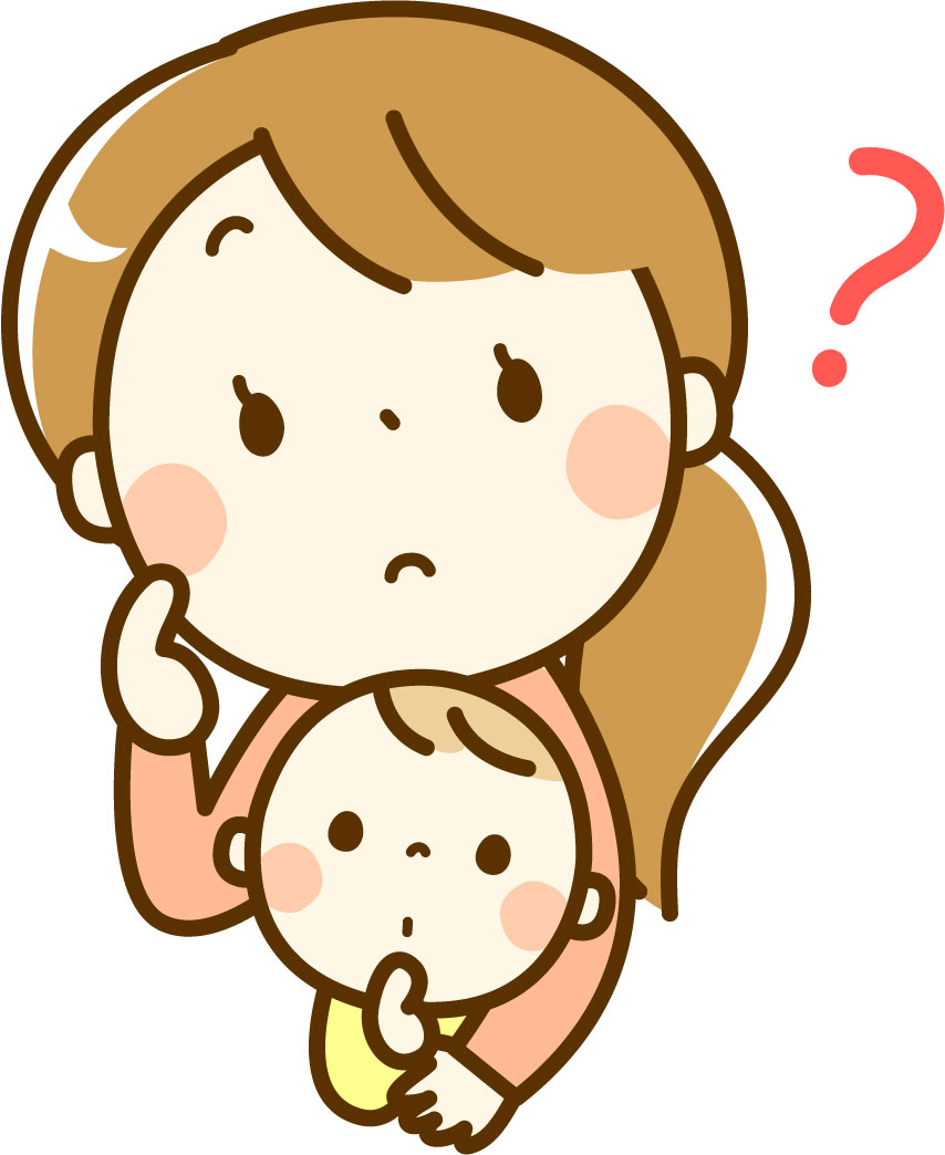 赤ちゃんとママの困った顔のイメージ画像